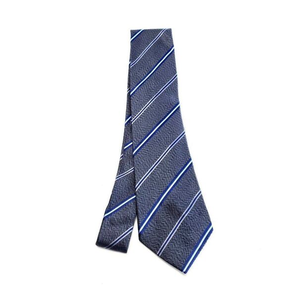 BCBG Maxazria Gray Silk Tie Woven Striped - Picture 6 of 6